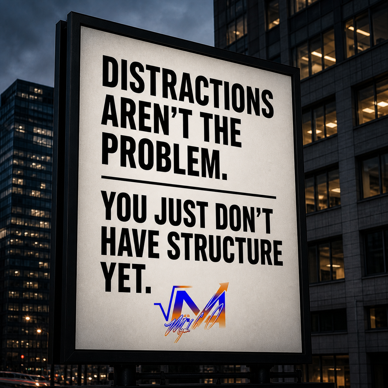 Mychael’s billboard: Distractions aren’t the problem. You just don’t have structure yet.